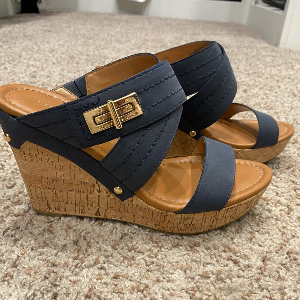 Tommy Hilfiger Navy Blue Wedge Sandals